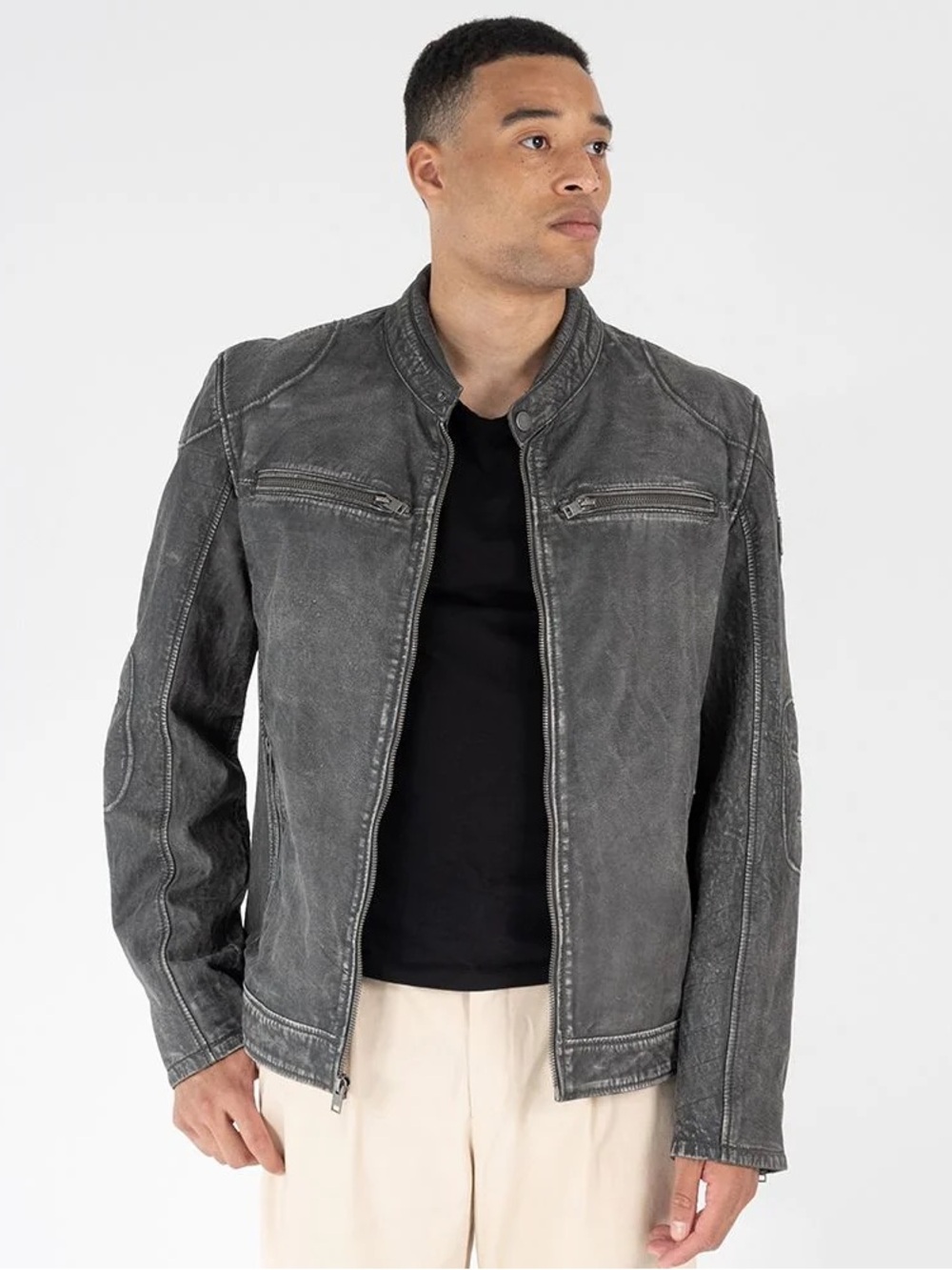 Men’s Mauritius Fabian Granit Distressed
Vintage Leather Jacket - Grey